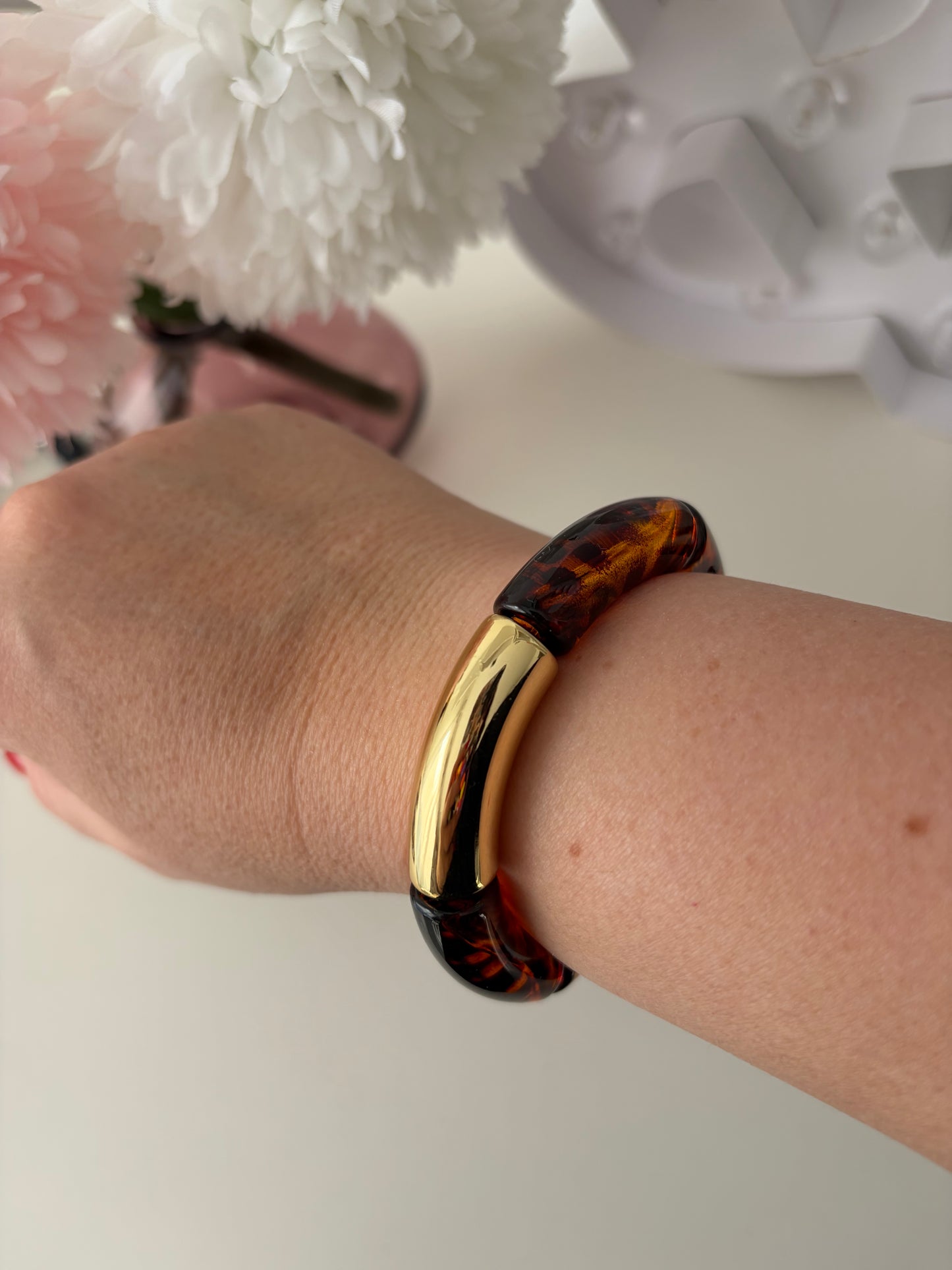 A_Bracelet Curve Léopard Translucide Gold