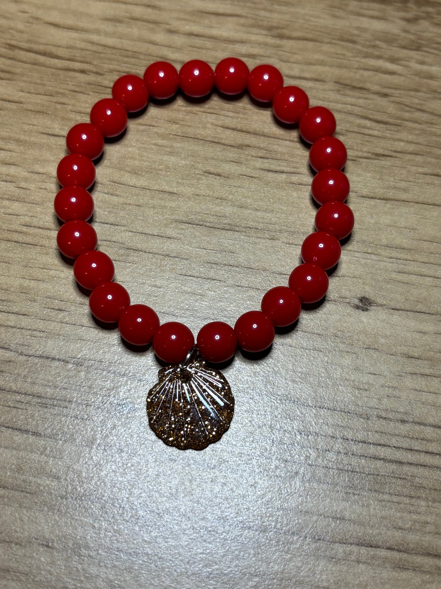 A_Bracelet Coquillage rouge & doré