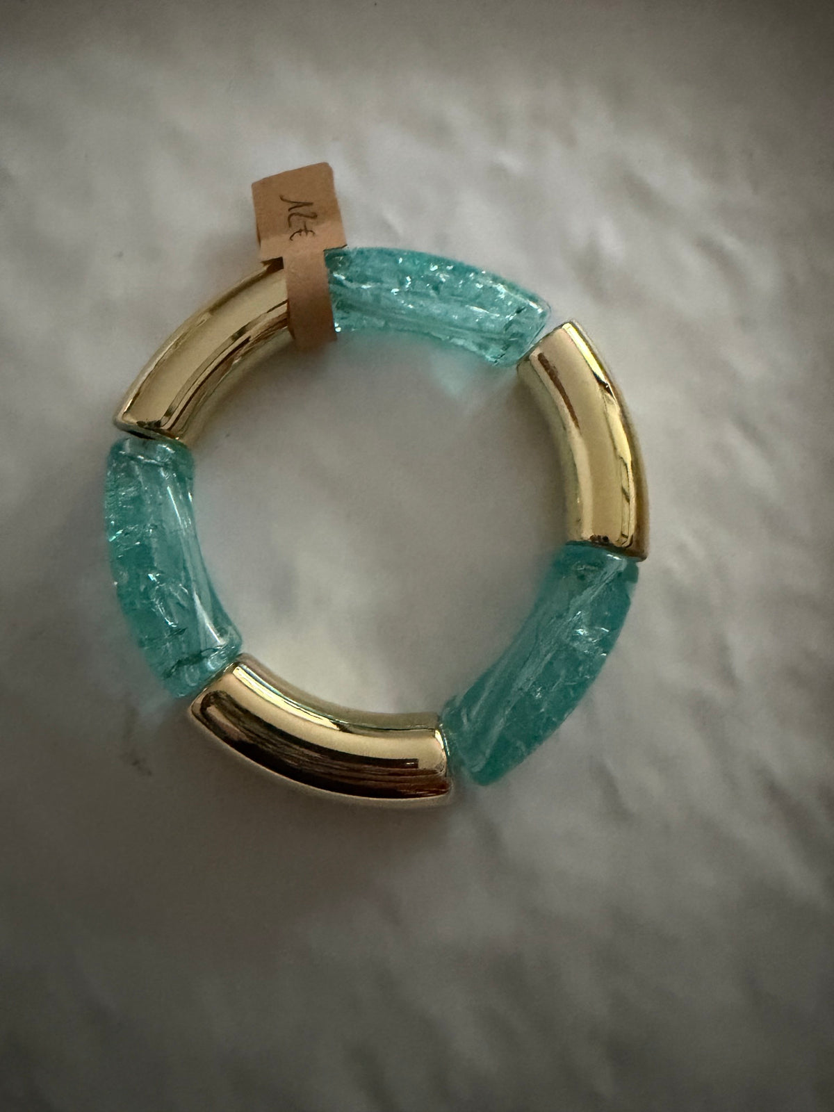 A_Bracelet Curve turquoise transparent et doré