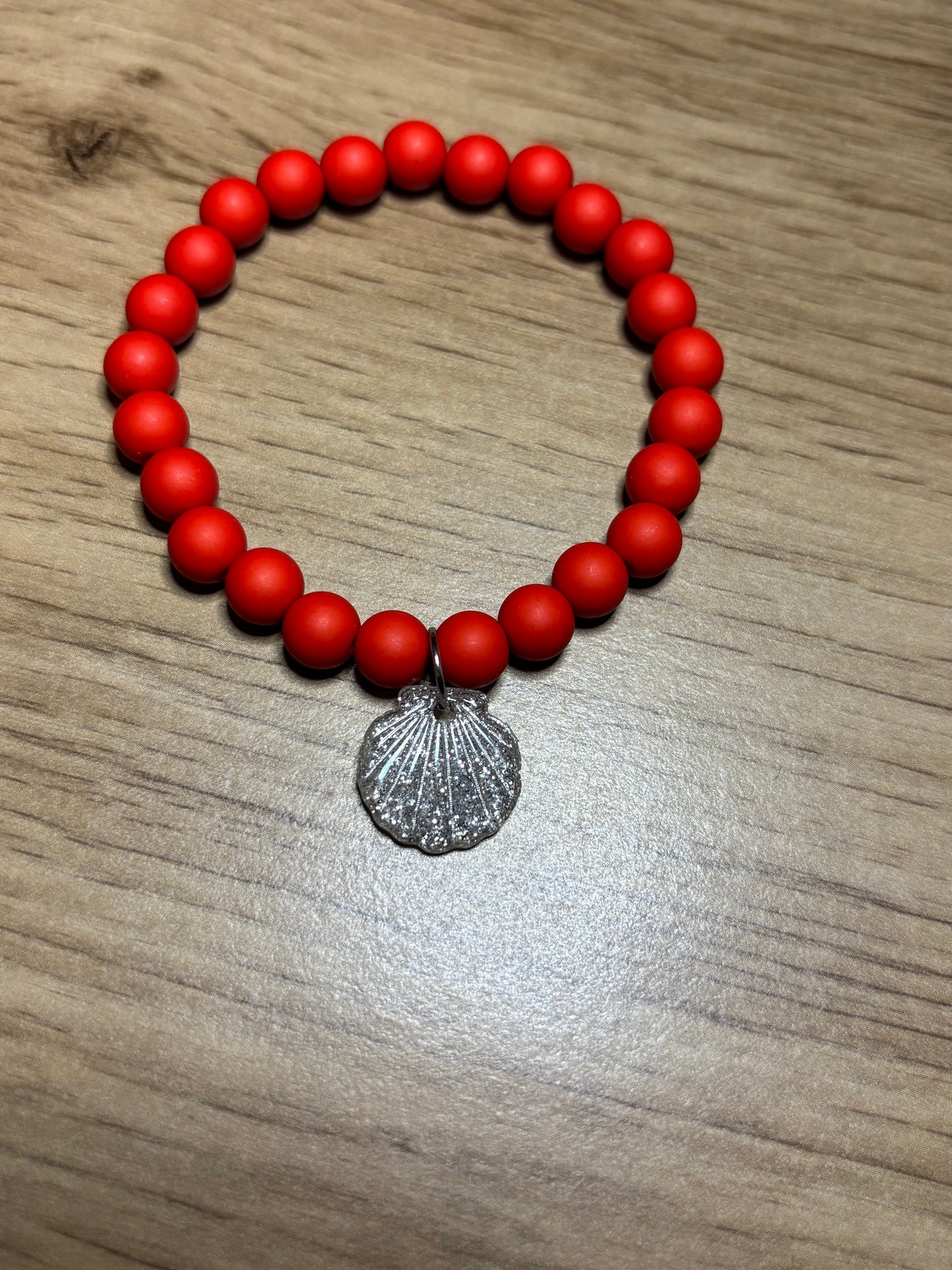 A_Bracelet Coquillage rouge & argent