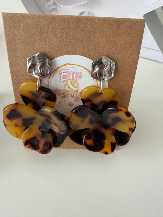 C_Boucles d’oreilles Fleurs Écailles de Tortue