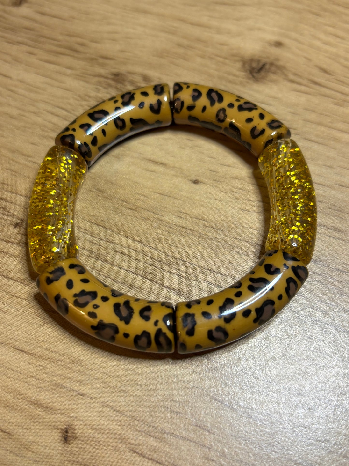 Bracelet Curve Léopard Pailleté