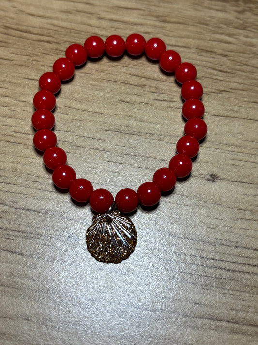 Bracelet Coquillage rouge & doré
