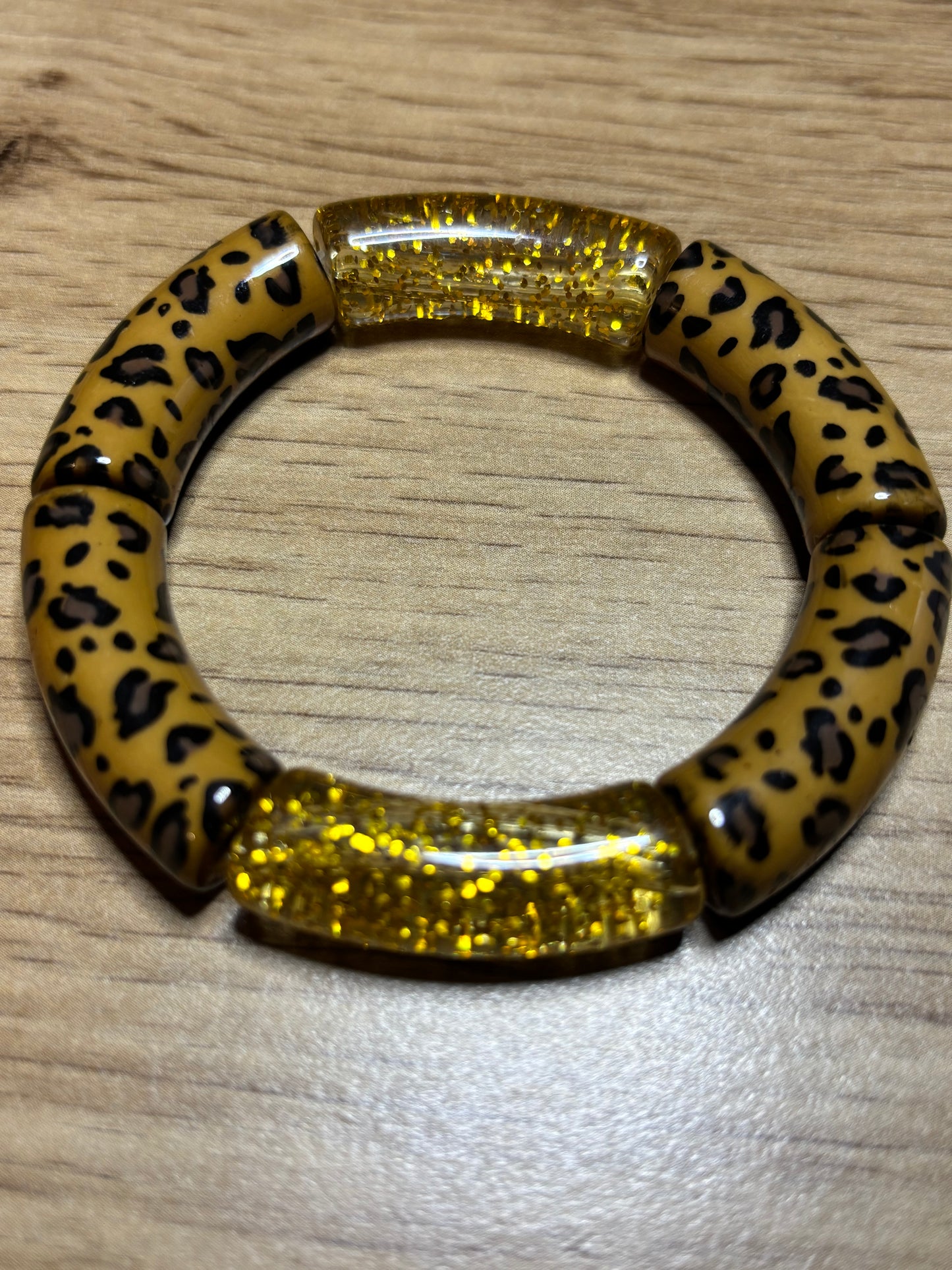 Bracelet Curve Léopard Pailleté