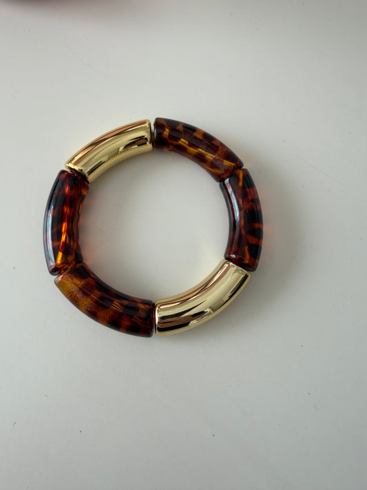 A_Bracelet Curve Léopard Translucide Gold