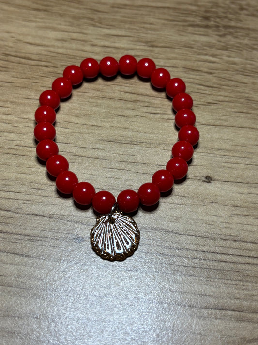 Bracelet Coquillage rouge & doré