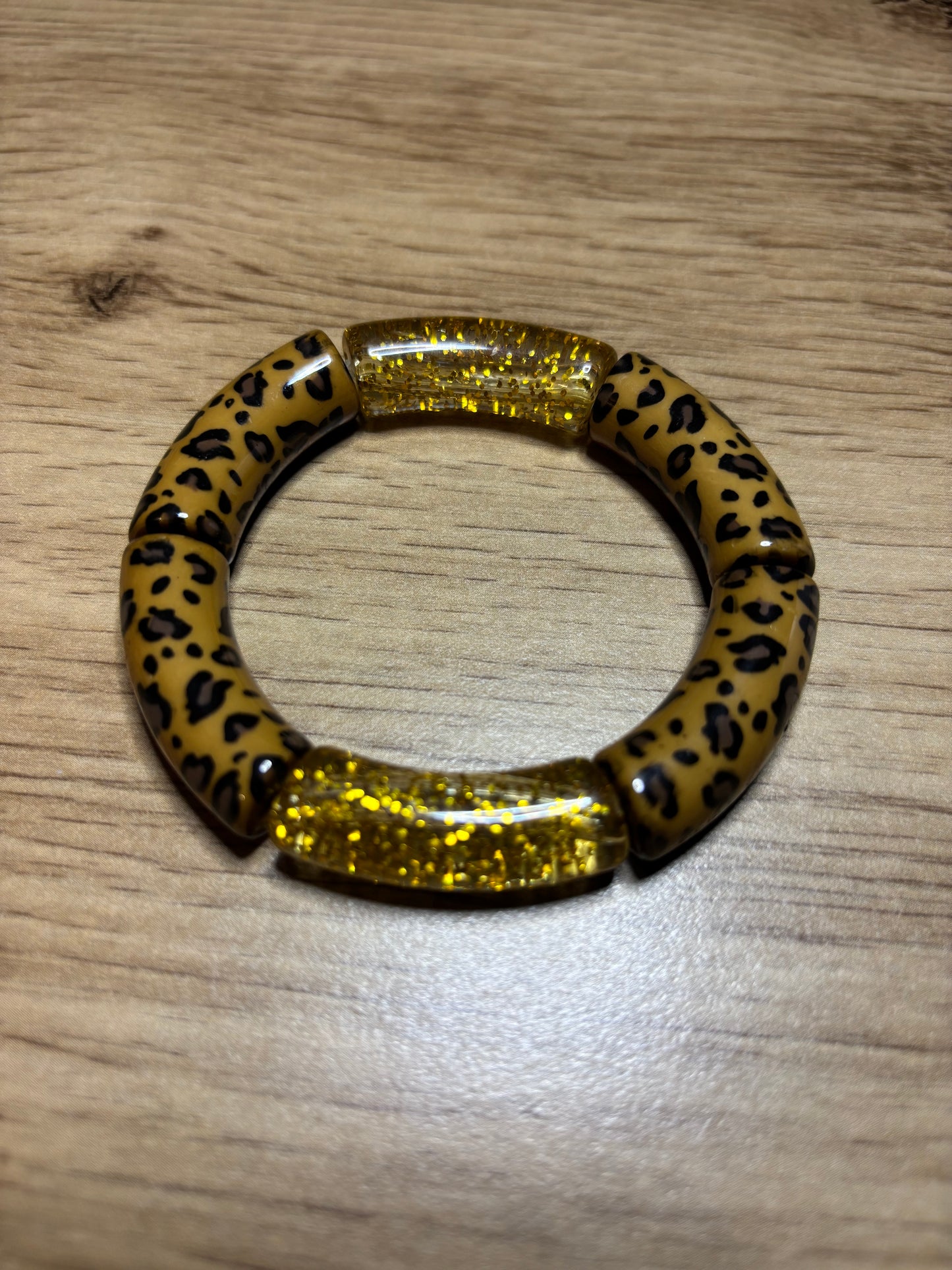 Bracelet Curve Léopard Pailleté