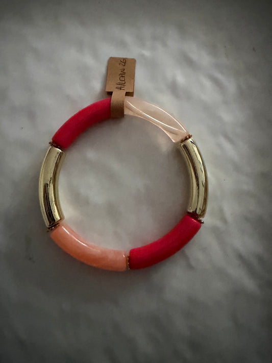 A_Bracelet Curve fin rose corail et doré