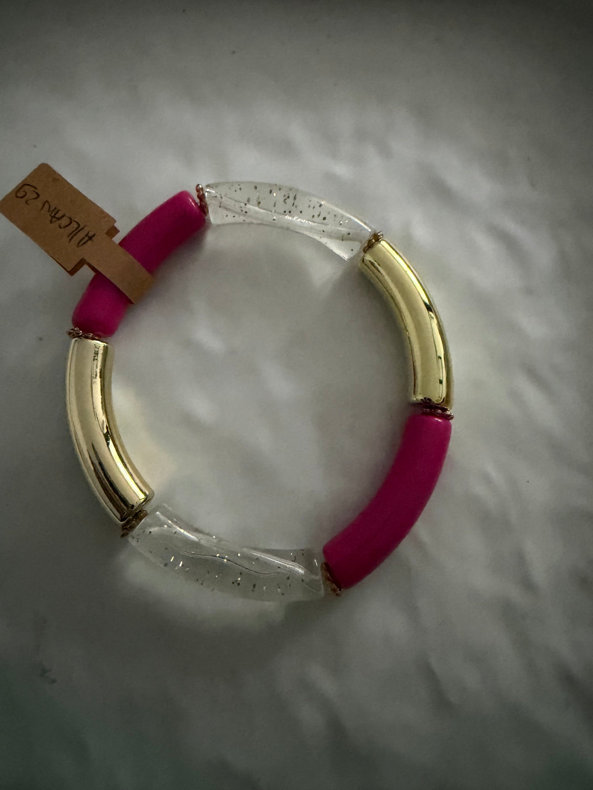 A_Bracelet Curve fin fushia doré et pailleté