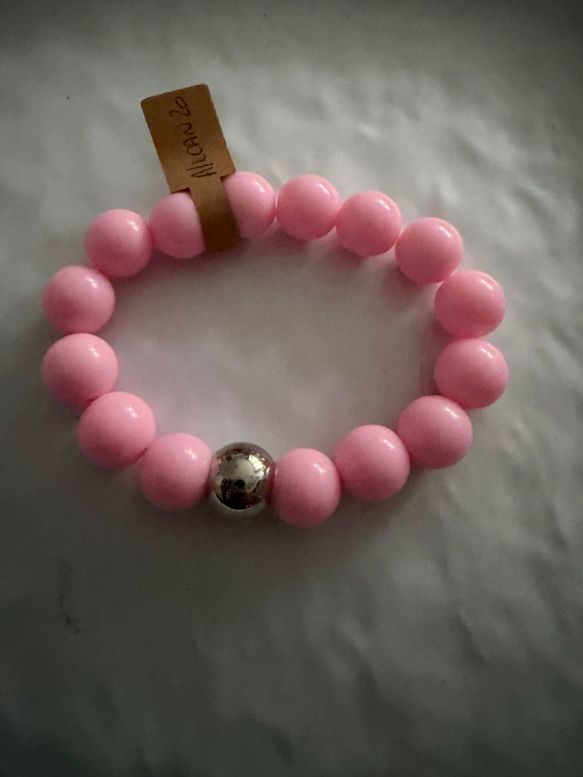 A_Bracelet perles rondes rose
