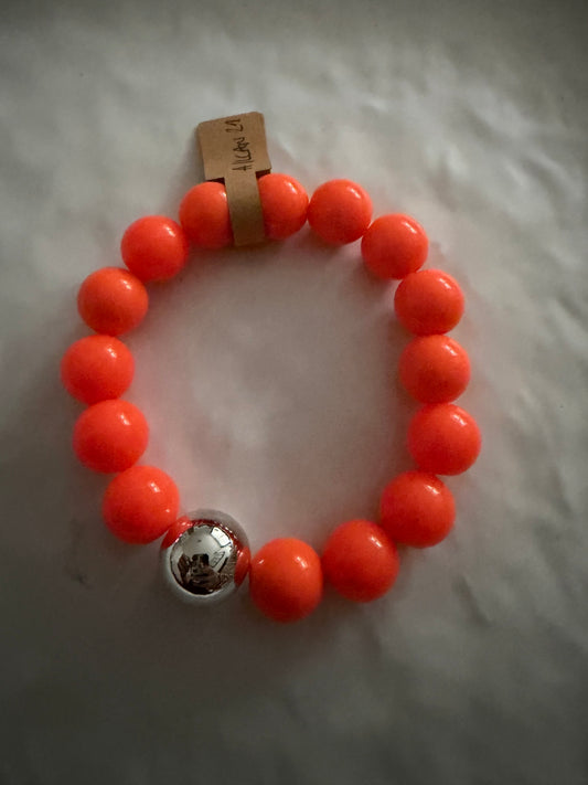 A_Bracelet perles rondes orange