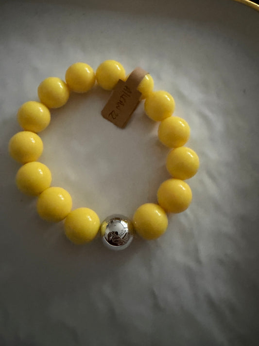 A_Bracelet perles rondes jaune