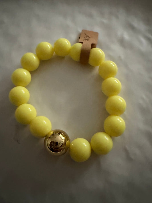 A_Bracelet perles rondes jaune et doré